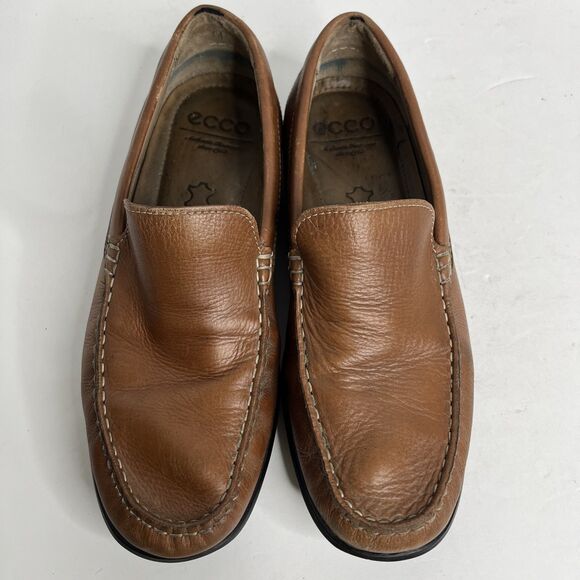 Ecco Classic Moc Brown Leather Slip On Loafers Driving Shoes  SZ 8 8.5 EU 41 main image 5